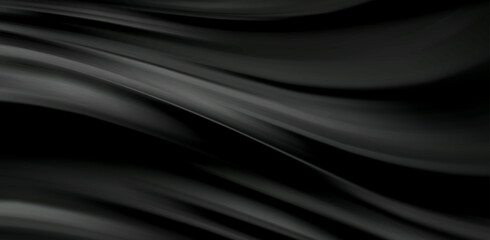Aufkleber - Smooth elegant black satin texture abstract background. Luxurious flowing background design. Vector Drapery Wallpaper BG