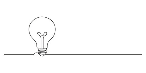 Poster - Light bulb continuous single line drawing. One line art light bulb. Concept of idea emergence vector illustration
