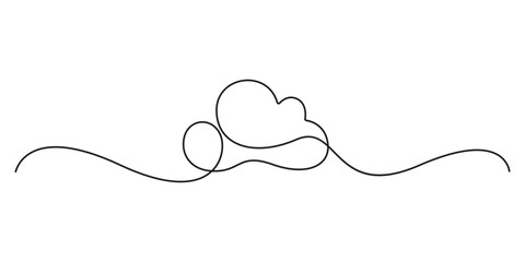 Poster - Cloud one line drawing, Cloud in the sky continuous single line vector illustration. Cloud continuous one line drawing, single continuous minimal line drawing cloud, Cloud one line drawing, Pro vector