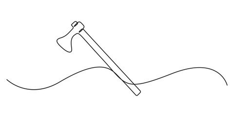 Poster - Continuous single line drawing of axe. Axe in one continuous line art style vector illustration