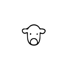 Poster - A simple line drawing of a cow head with small ears and a round nose on a plain white background