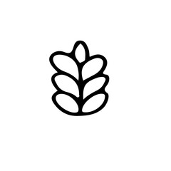 Poster - A simple black and white drawing of a plant with six rounded leaves arranged in a vertical pattern design