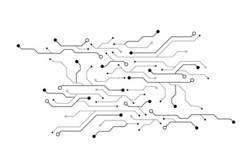 Aufkleber - Electronic circuit with empty space on white background. Dots and lines connection circuit design