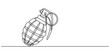 © SREESADHIN - Continuous single line drawing of grenades isolated on white background. The equipment for war. Army weapon concept, Continuous one line drawing of hand grenade. equipment minimalism design. vector.