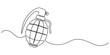 © SREESADHIN - Continuous single line drawing of grenades isolated on white background. The equipment for war. Army weapon concept, Continuous one line drawing of hand grenade. equipment minimalism design. vector.