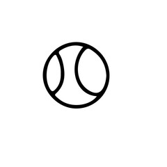 Poster - A simple black and white line drawing of a tennis ball with curved lines on a white background image view