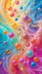 Poster - Vibrant abstract background with colorful bubbles swirling in colorful fluid