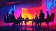 © MUCHIB - Neon Business Meeting: Strategic Decisions in a Vibrant Digital Space