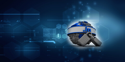 Fototapete - 3d rendering globe with dot in