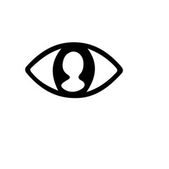 Aufkleber - An eye icon with a person shape in the center representing vision and identity in simple black and white