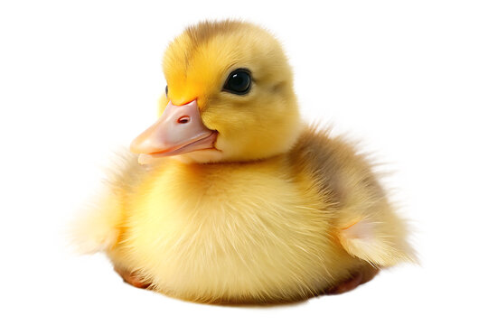 Cute duckling, white background. PNG 