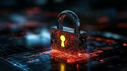 Aufkleber - A digital padlock glows on a circuit board, symbolizing cybersecurity and data protection.