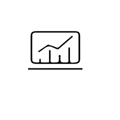 Poster - A simple line drawing of a graph with an upward trend and bars showing data analysis on a screen icon
