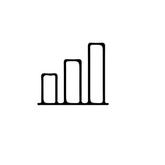 Poster - A simple line drawing of a bar graph with three bars of increasing height on a white background plain