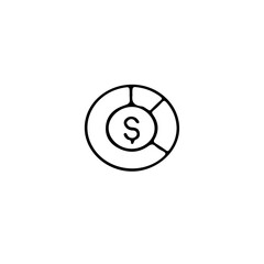 Poster - A simple line drawing of a pie chart with a dollar sign in the center illustrating financial data analysis
