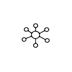 Poster - A simple black and white drawing of a central circle connected to six smaller circles in a radial pattern
