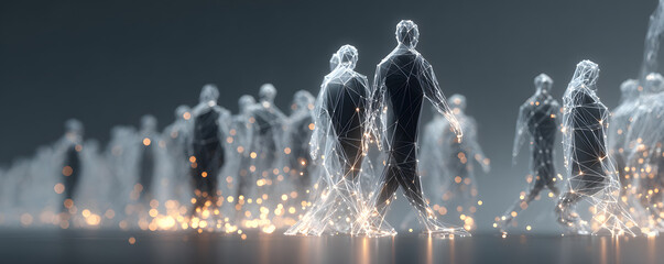 Poster - digital people - Network concept - 3D rendering