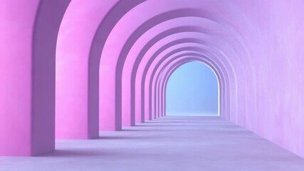 Poster - Archway Dreamscape: A serene path of repeating arches draws the eye towards a distant, ethereal light, creating a sense of endless possibilities and a journey through tranquility.