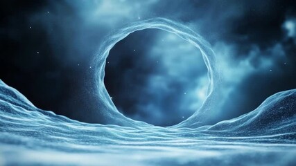 Poster - Celestial Portal: An otherworldly scene featuring a glowing portal suspended above a textured, undulating landscape, with a mysterious, dreamlike atmosphere.