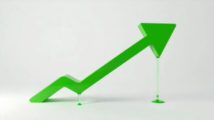 Poster - A bold green upward arrow symbolizes growth, progress, and positive financial trends against a plain white background.