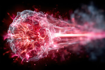 Fototapete - Colorful explosion of light and energy with dynamic movement in a dark background