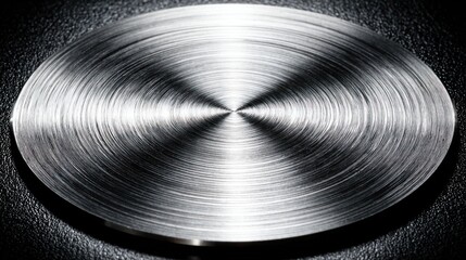 Aufkleber - Circular brushed stainless steel surface concentric lines metallic texture dark background