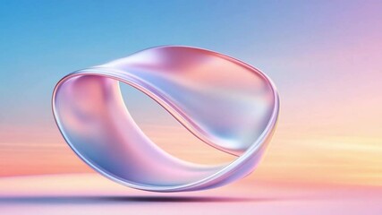 Poster - Elegant Loop: A stunning, fluid loop, rendered in captivating gradient hues, floats gently against a dreamy, soft-focus backdrop, evoking a sense of continuous motion and artistic expression.
