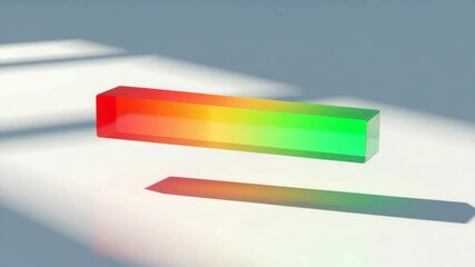 Poster - A translucent rectangular prism with a gradient from red to green floats above a white surface casting a colorful shadow.