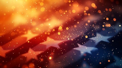 Poster - Patriotic Sparkle: Abstract American Flag with Bokeh and Glitter Effects