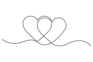 Poster - Heart icon hand drawn in continuous line art
