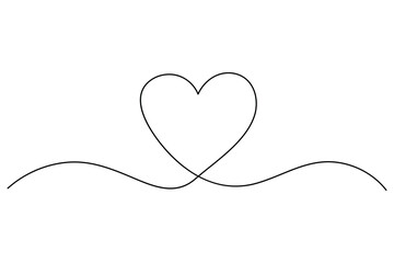 Poster - Heart icon hand drawn in continuous line art
