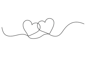 Poster - Heart icon hand drawn in continuous line art
