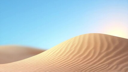 Poster - Golden Sands under Azure Skies: A breathtaking display of desert landscape, featuring undulating sand dunes sculpted by the wind's artistry under a clear, vibrant blue sky. 