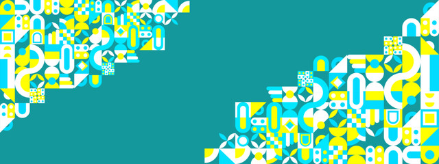 Wall Mural - modern geometric background with abstract shapes yellow, blue and white theme