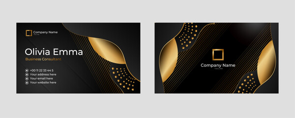 Wall Mural - Gradient golden with black luxury business card