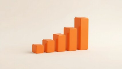 Fototapete - Ascending orange 3d bar graph showing growth and progress