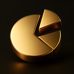 Poster - Gold Pie Chart in Studio Environment, Graphic Design Rendering