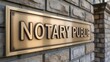 © mediastok.ai - Gold-toned metal sign for notary public.
