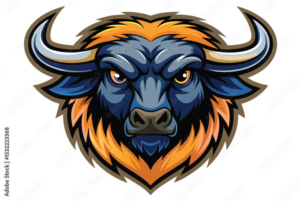 buffalo head mascot logo vector elements, buffalo cartoon face clipart ...