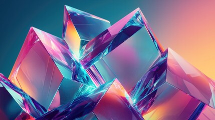 Poster - Dynamic crystal structures abstract art exhibition digital artwork vibrant environment close-up view modern aesthetics