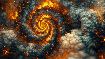 Leinwandbilder - Fiery spiral of cosmic energy digital art space abstract close-up visual impact