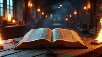 Poster - Mysterious Glowing Book with Ancient Knowledge and Ethereal Light Perfect for Fantasy Magic