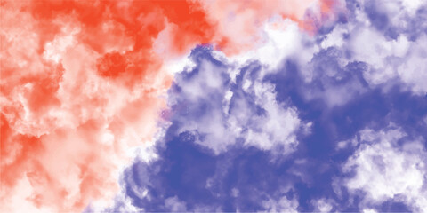 Wall Mural - Abstract watercolor cloudscape in vivid red and blue color palette depicting sky design for creative backgrounds and digital art
