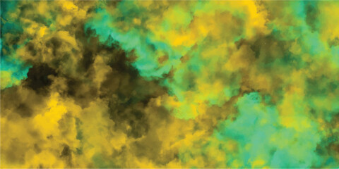 Aufkleber - Abstract watercolor style texture background with dynamic composition in green and yellow shades of paints suitable for creative projects