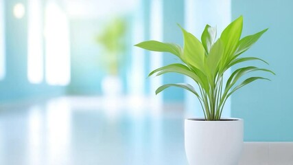 Aufkleber - Potted Plant: A vibrant potted plant thrives in a clean, modern space, bathed in soft, natural light, contributing a touch of nature's elegance to the serene atmosphere.
