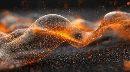 Poster -  Dynamic flow of glowing particles digital art abstract design nighttime close-up view energy concept