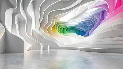 Leinwandbilder - Spectacular colorful design showcase modern art gallery digital art contemporary setting wide angle creative expression