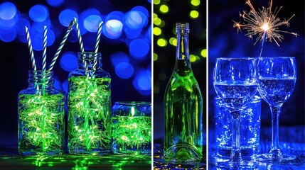 Poster -  Celebratory sparkling drinks festive gathering decorative glassware colorful environment close-up view celebration concept