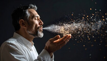 Aufkleber - Faceless Figure Blowing Magical Glitter Dust into the Air