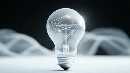 Poster - Brilliant Idea: A light bulb with a diamond-shaped filament glows brightly against a dark background, symbolizing innovation, brilliance, and new ideas. 
